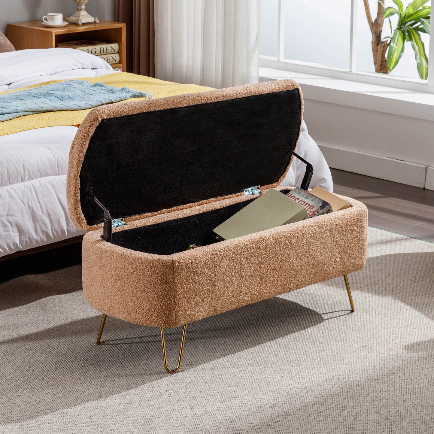 Camel Storage Ottoman Bench for End of Bed