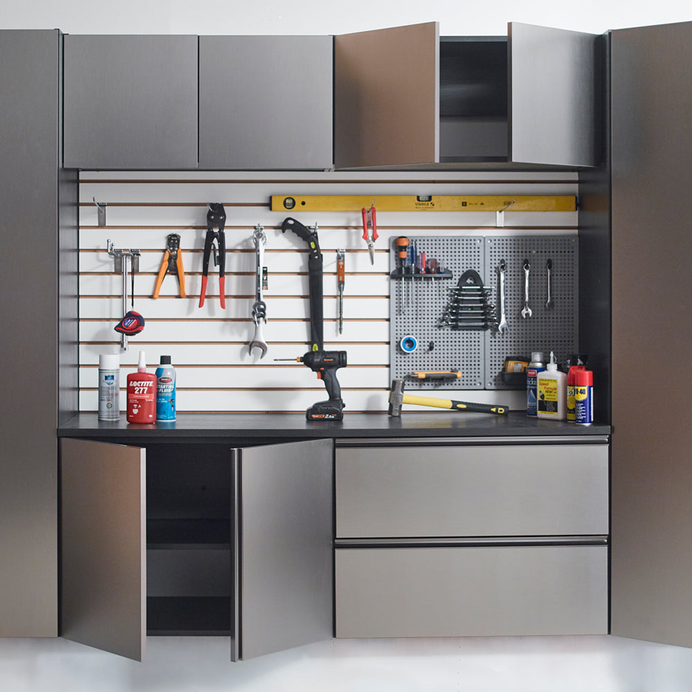 Nova Series Wood Wall Mounted Garage Cabinet in Metallic