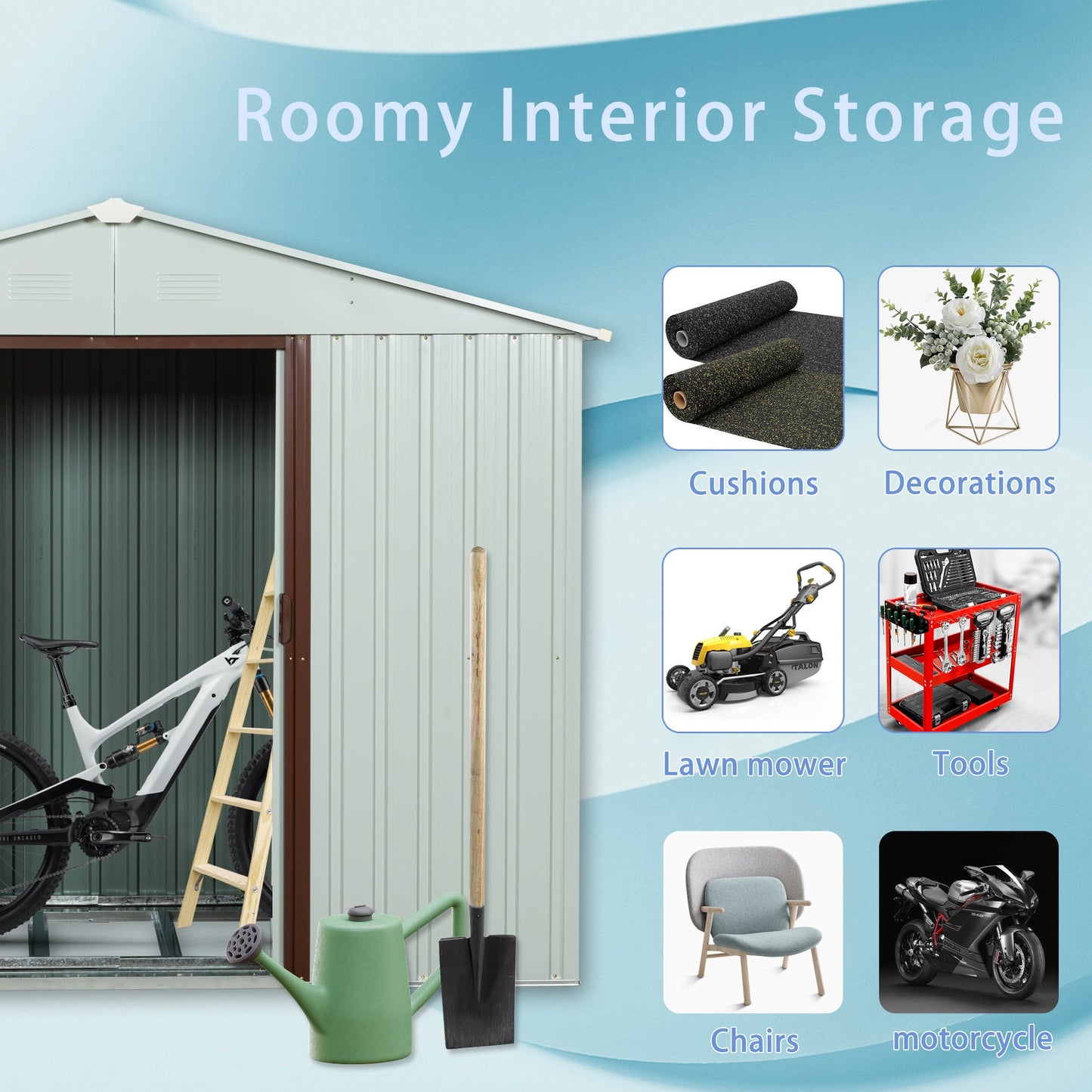 8ft x 4ft Outdoor Metal Storage Shed with Metal Foundation