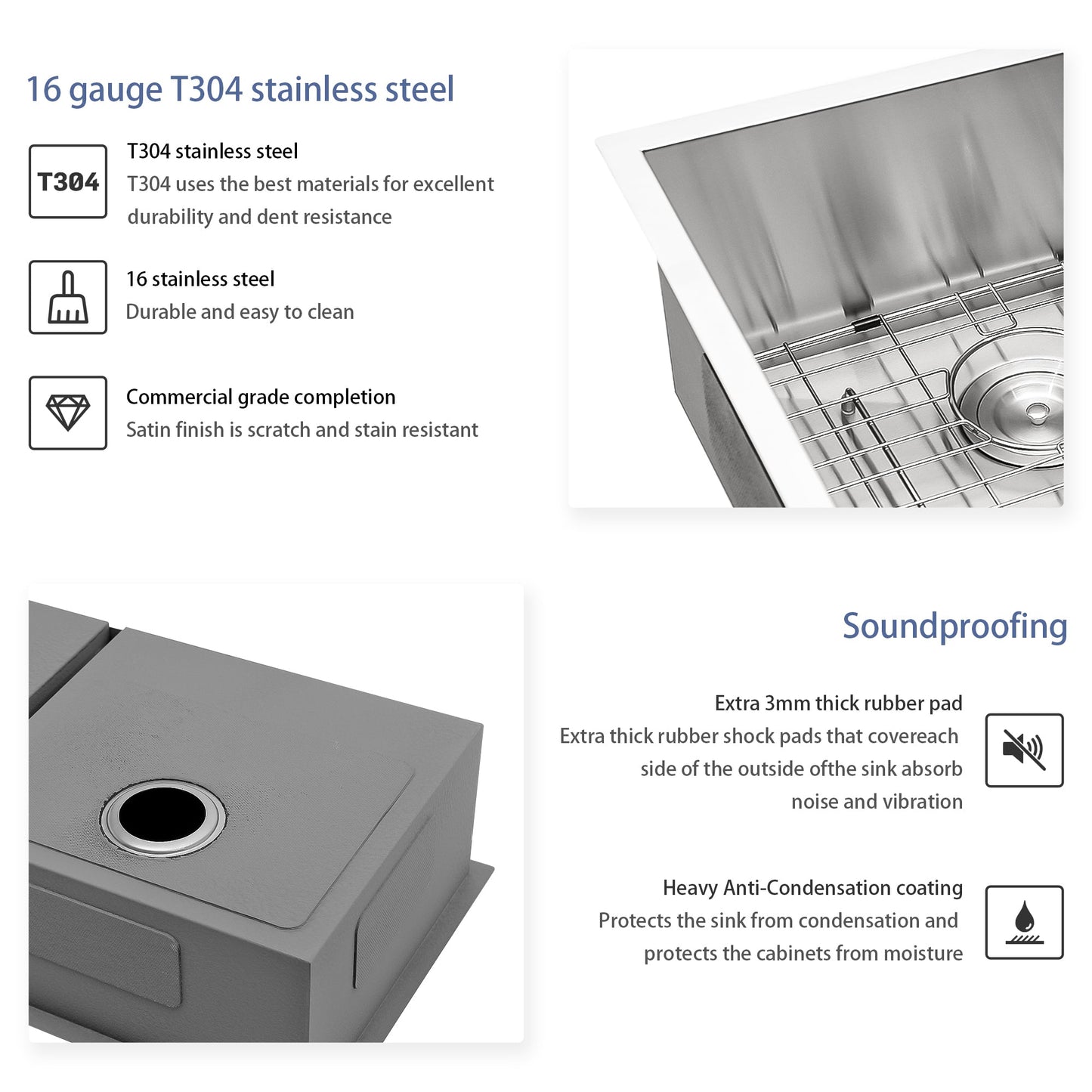 16 Gauge Stainless Steel Undermount Double Bowl Kitchen Sink