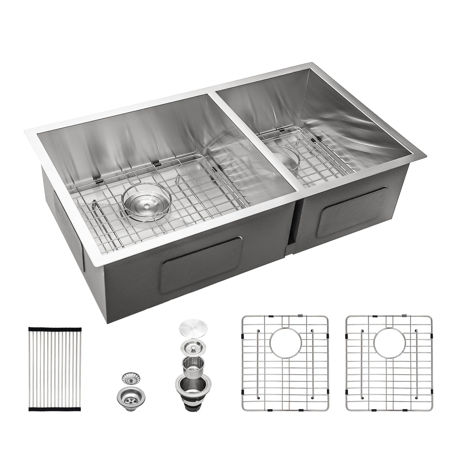 16 Gauge Stainless Steel Undermount Double Bowl Kitchen Sink