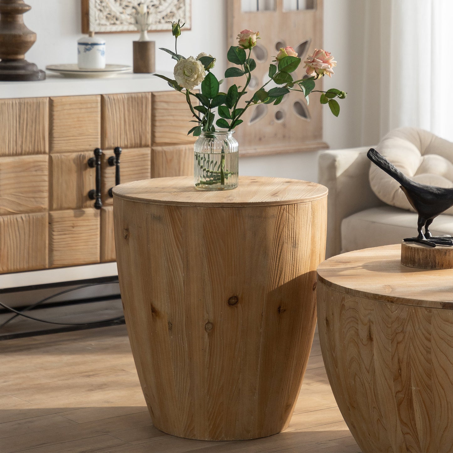 21.06" Vintage Style Bucket Shaped Coffee Table