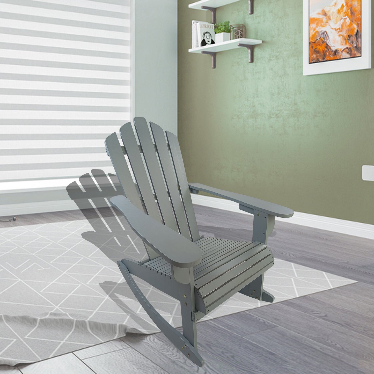 Reclining Wooden Outdoor Rocking Adirondack Chair