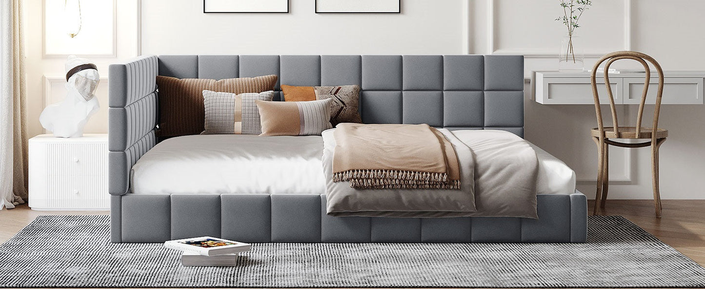 Full Size Upholstered Daybed/Sofa Bed Frame - Gray Velvet