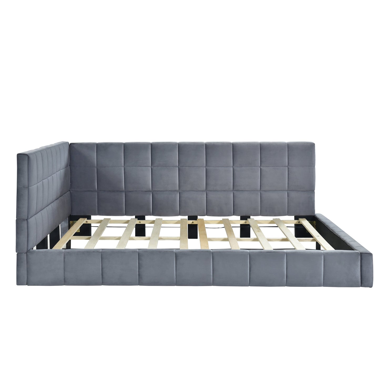 Full Size Upholstered Daybed/Sofa Bed Frame - Gray Velvet
