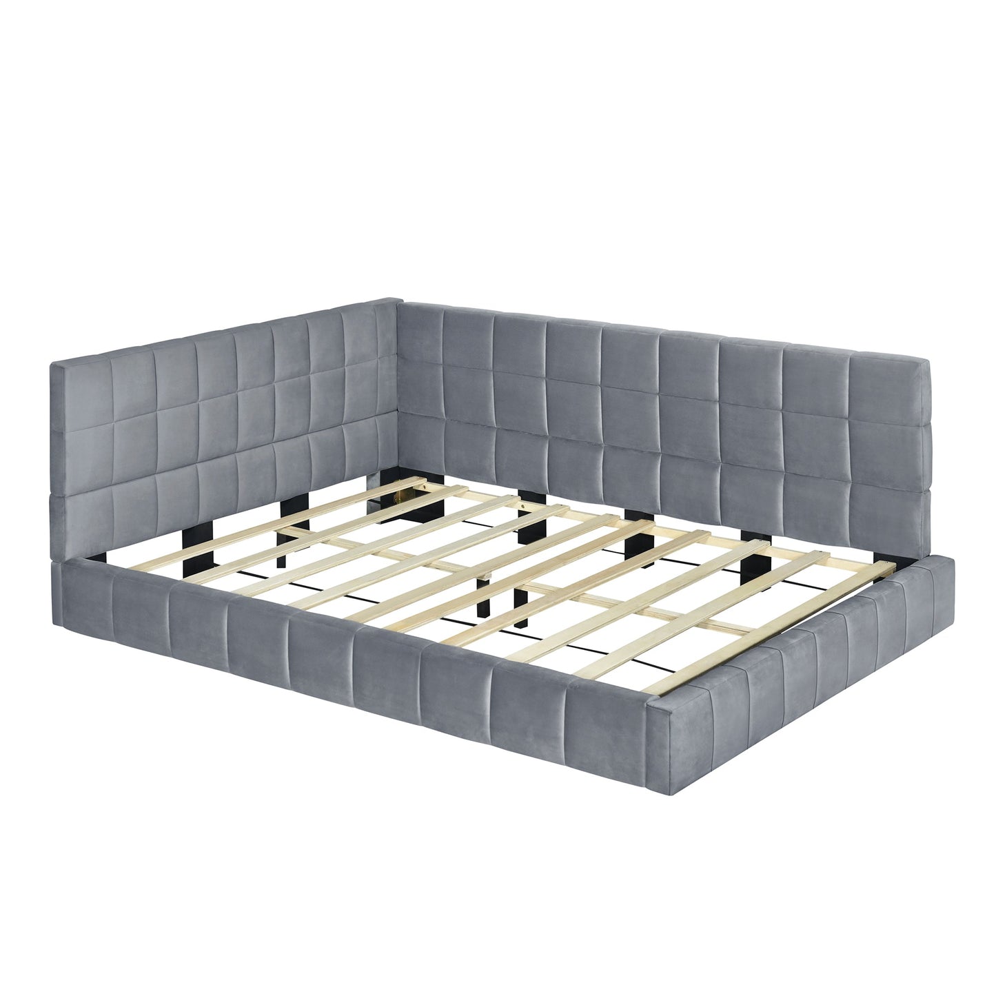 Full Size Upholstered Daybed/Sofa Bed Frame - Gray Velvet