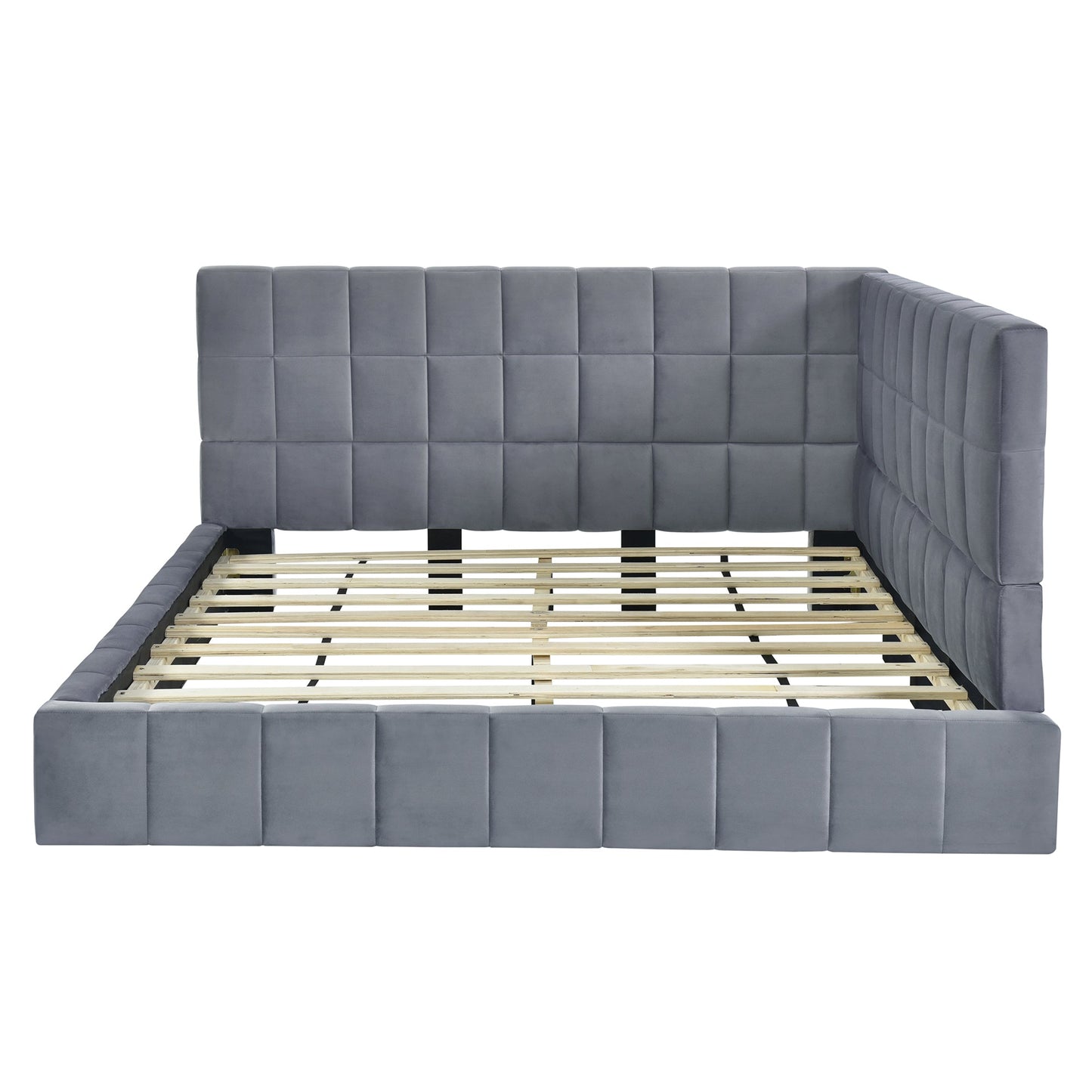Full Size Upholstered Daybed/Sofa Bed Frame - Gray Velvet