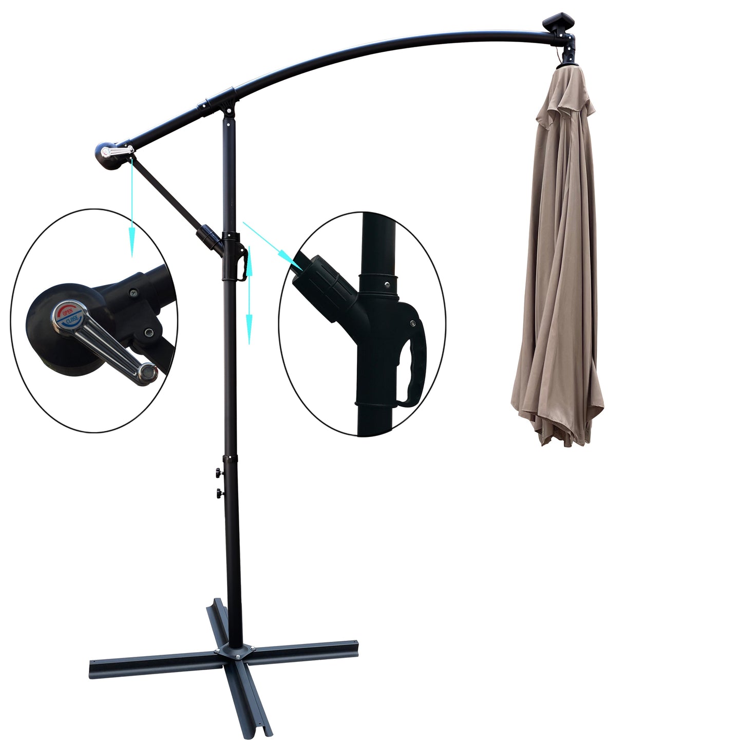 10 ft Outdoor Patio Umbrella With Solar Powered LEDs