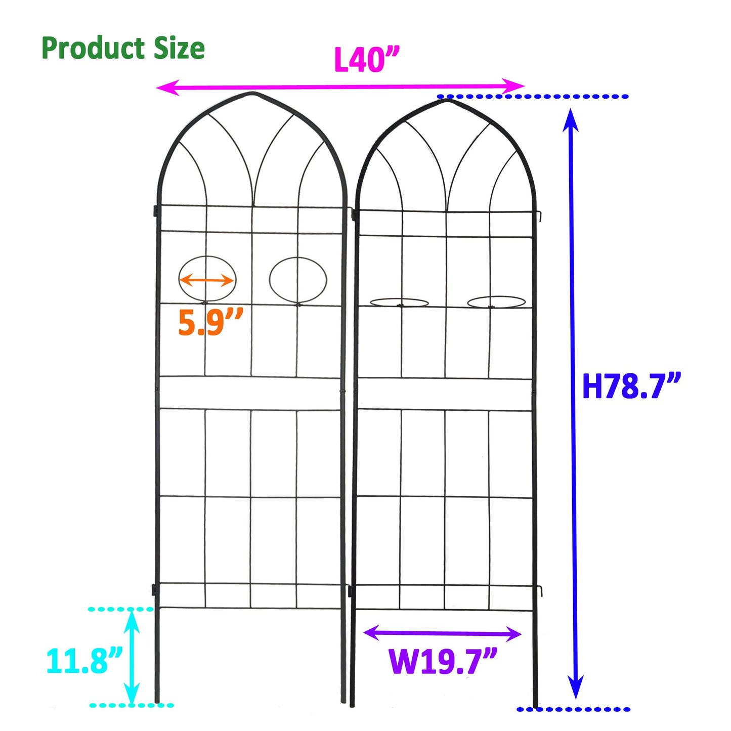 2 Pack Metal Garden Trellis