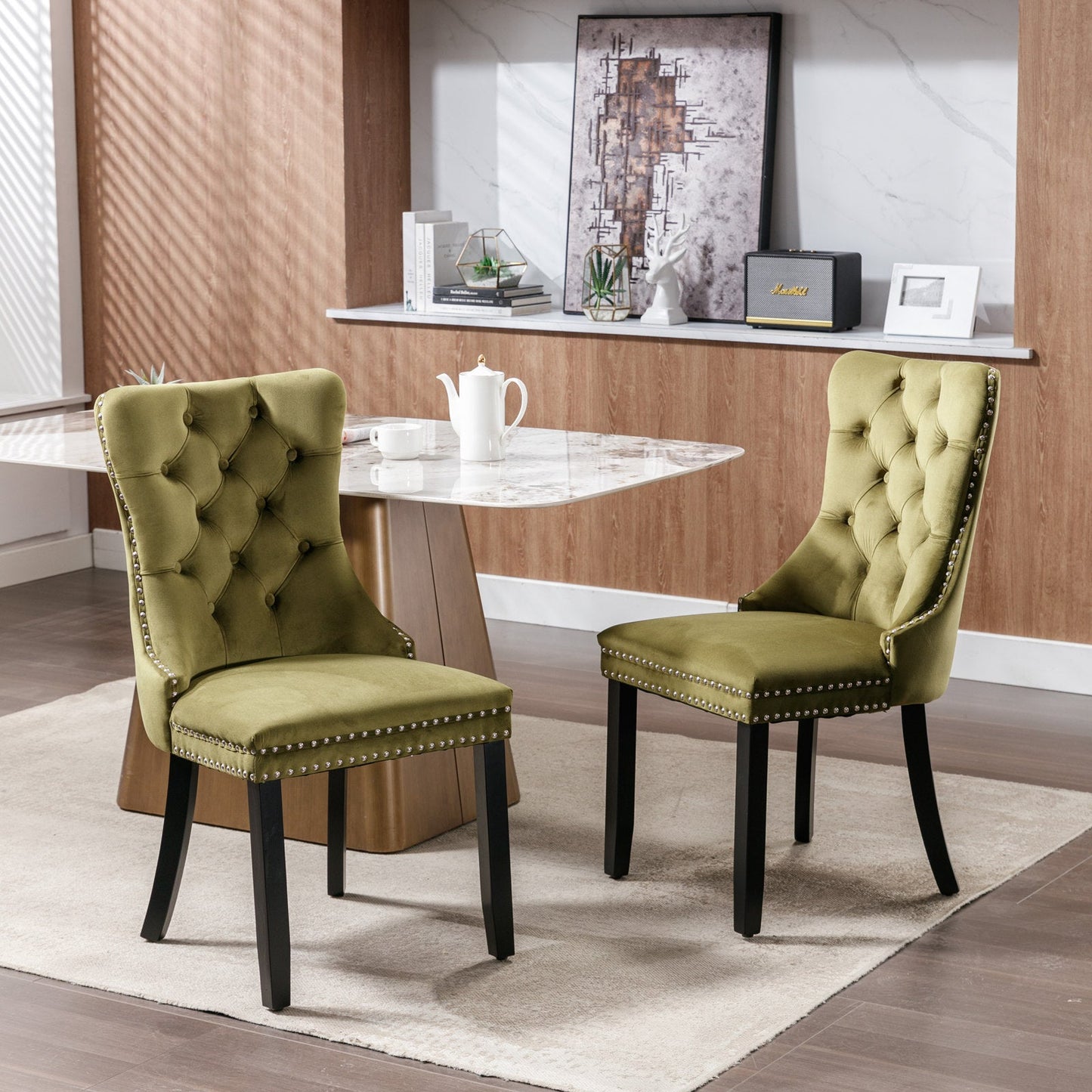 Nikki Collection Modern Velvet Upholstered Dining Chair Set