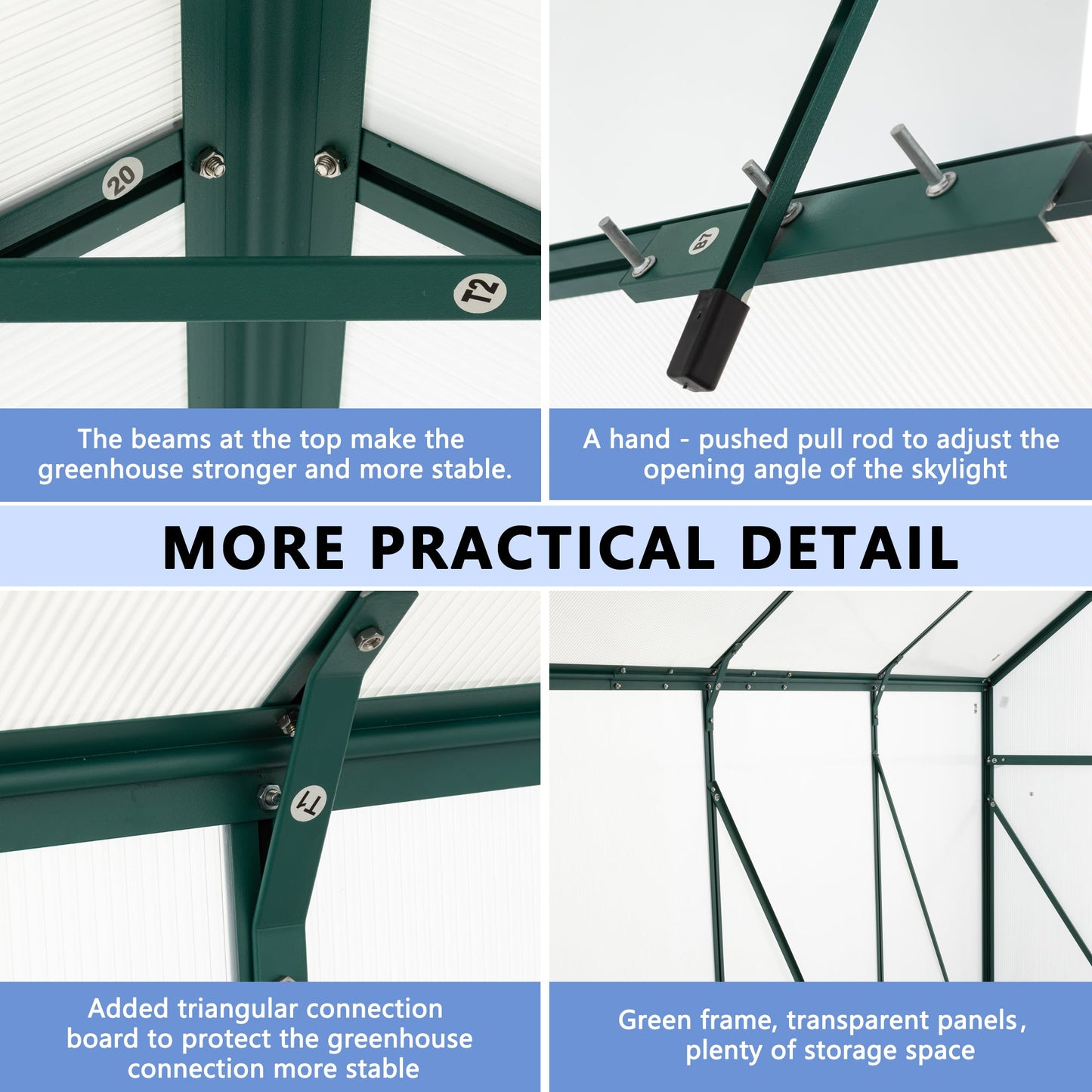 6X10FT Polycarbonate Greenhouse with Raised Base