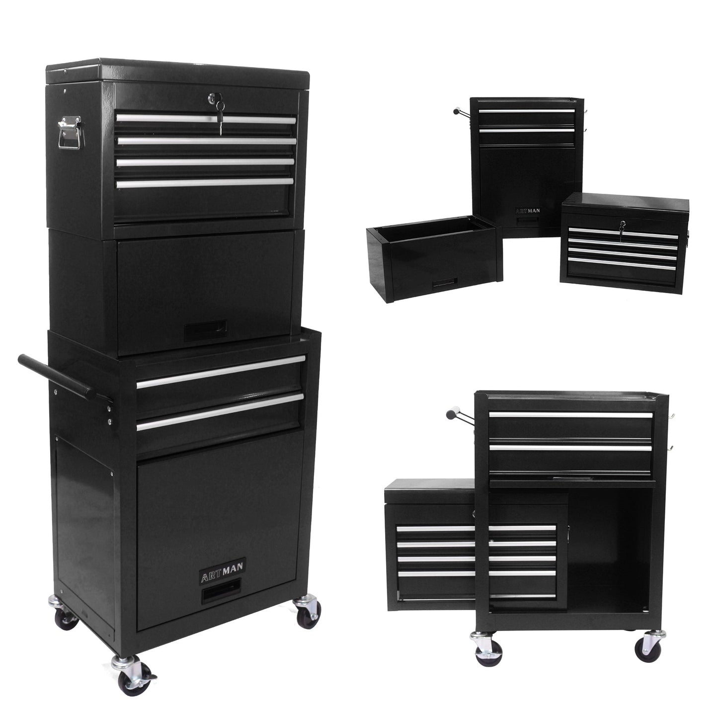 Tool Cabinet on Wheels - 6-Drawer Lockable Rolling Tool Chest