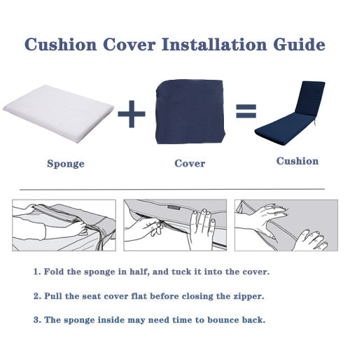 2PCS Set Outdoor Lounge Chair Cushion Replacement - Navy