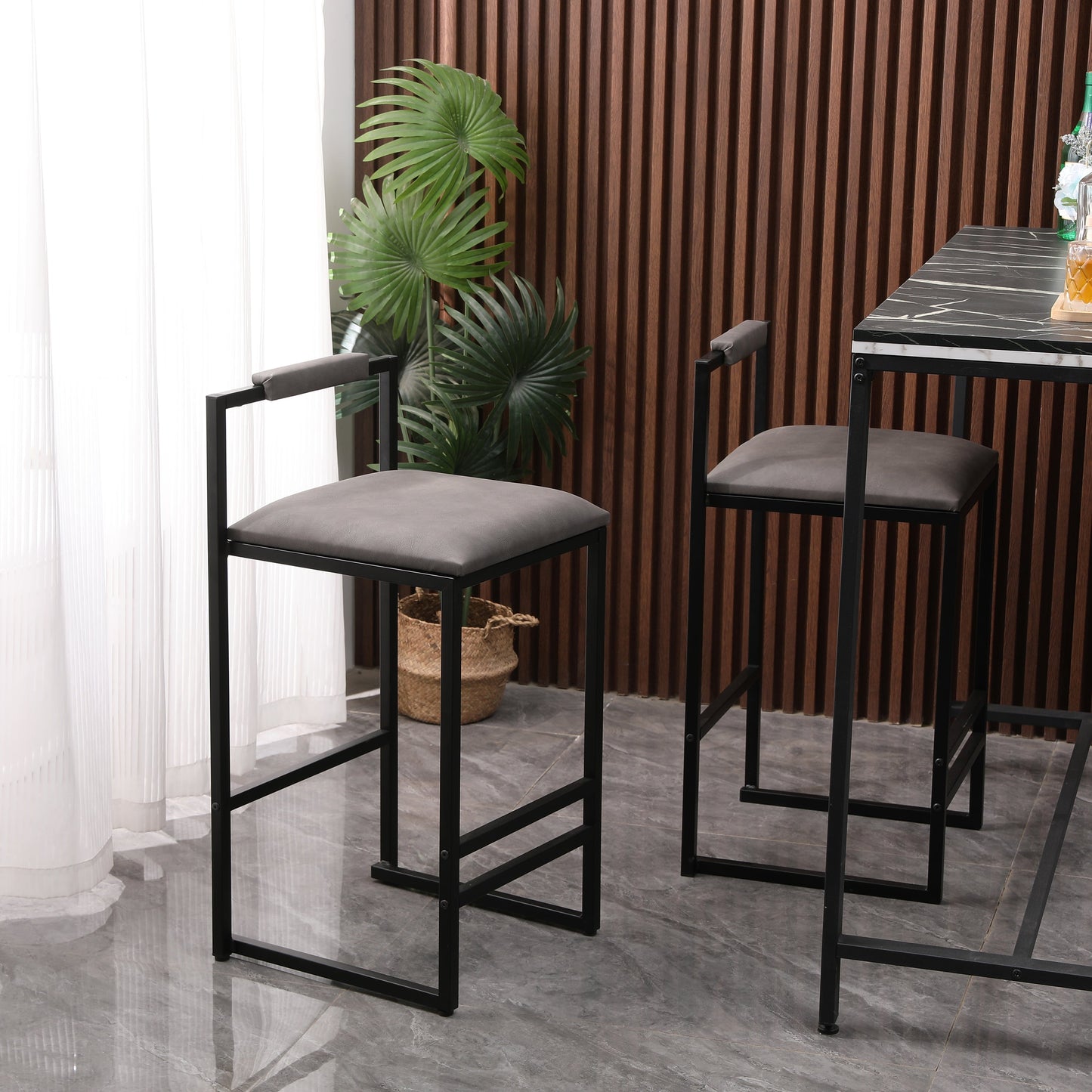 Set of 2 Counter Height Barstools with Back