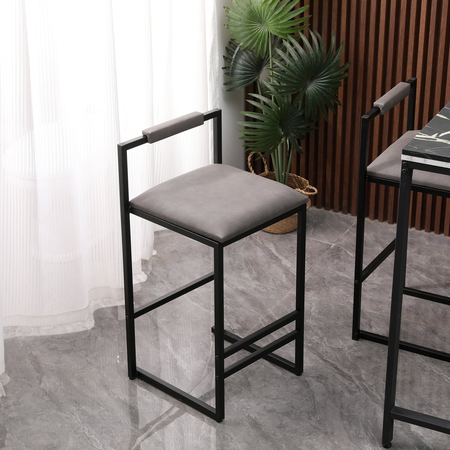 Set of 2 Counter Height Barstools with Back