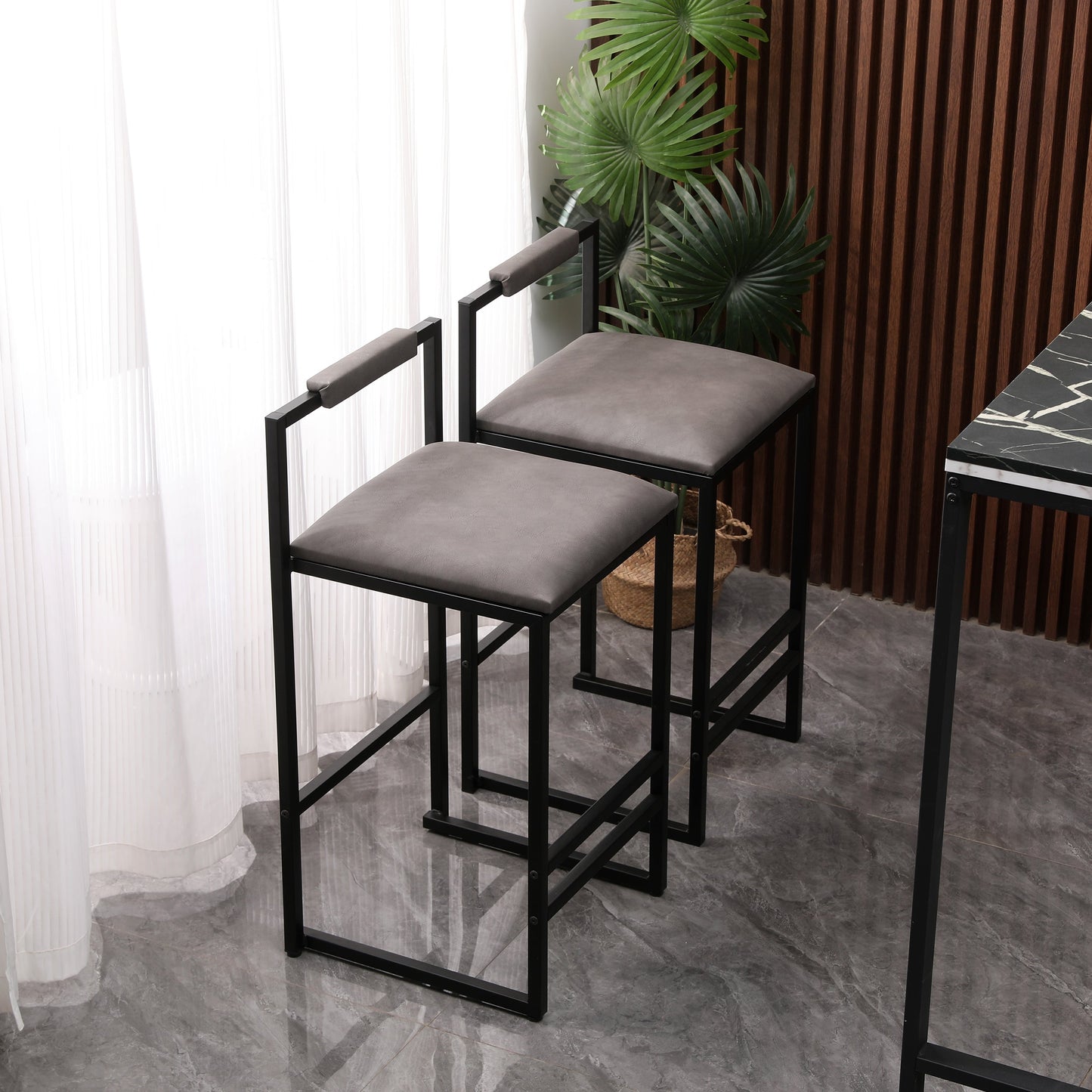 Set of 2 Counter Height Barstools with Back