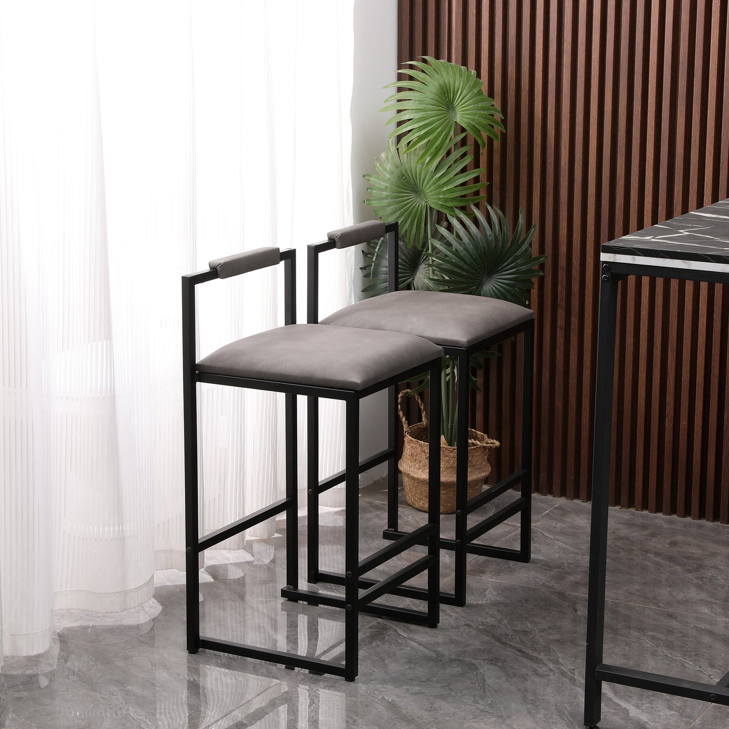 Set of 2 Counter Height Barstools with Back