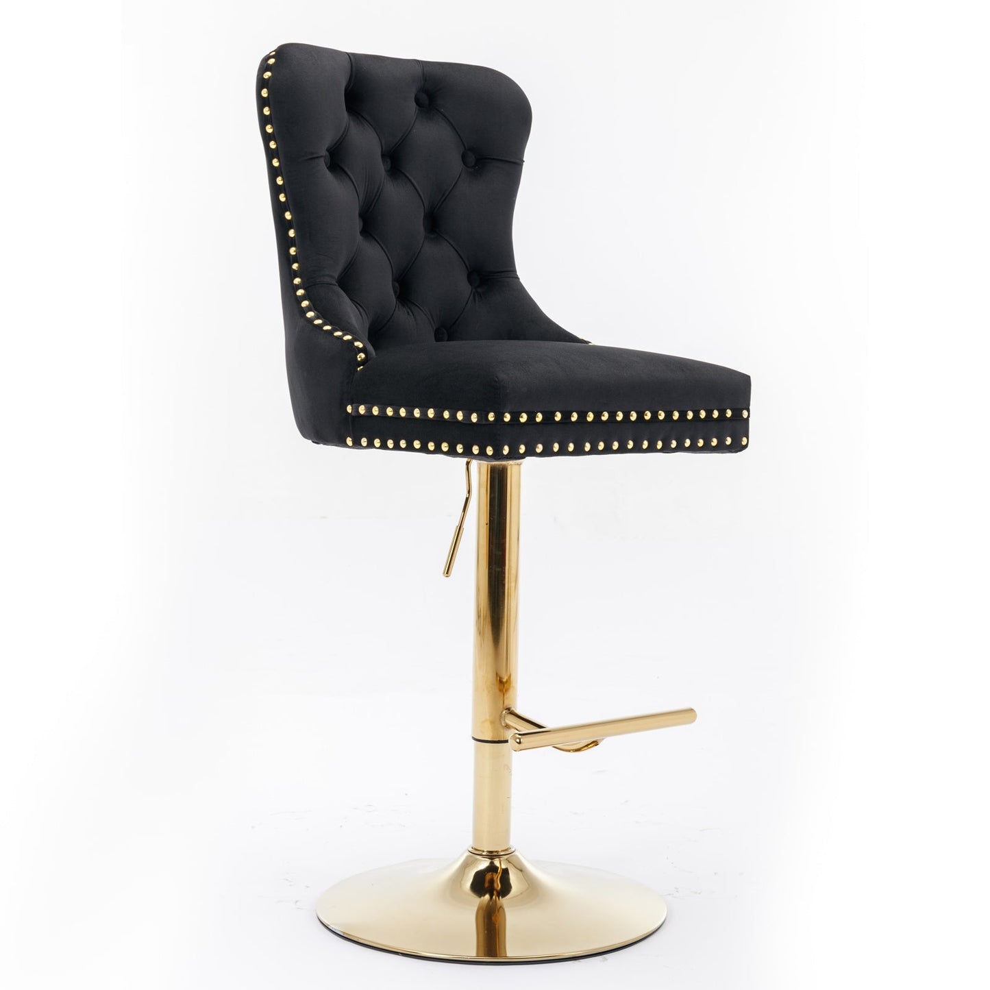 Thick Golden Swivel Velvet Barstools - Set of 2