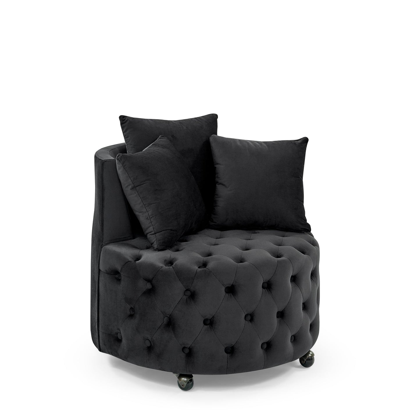 Velvet Upholstered Swivel Chair for Living Room