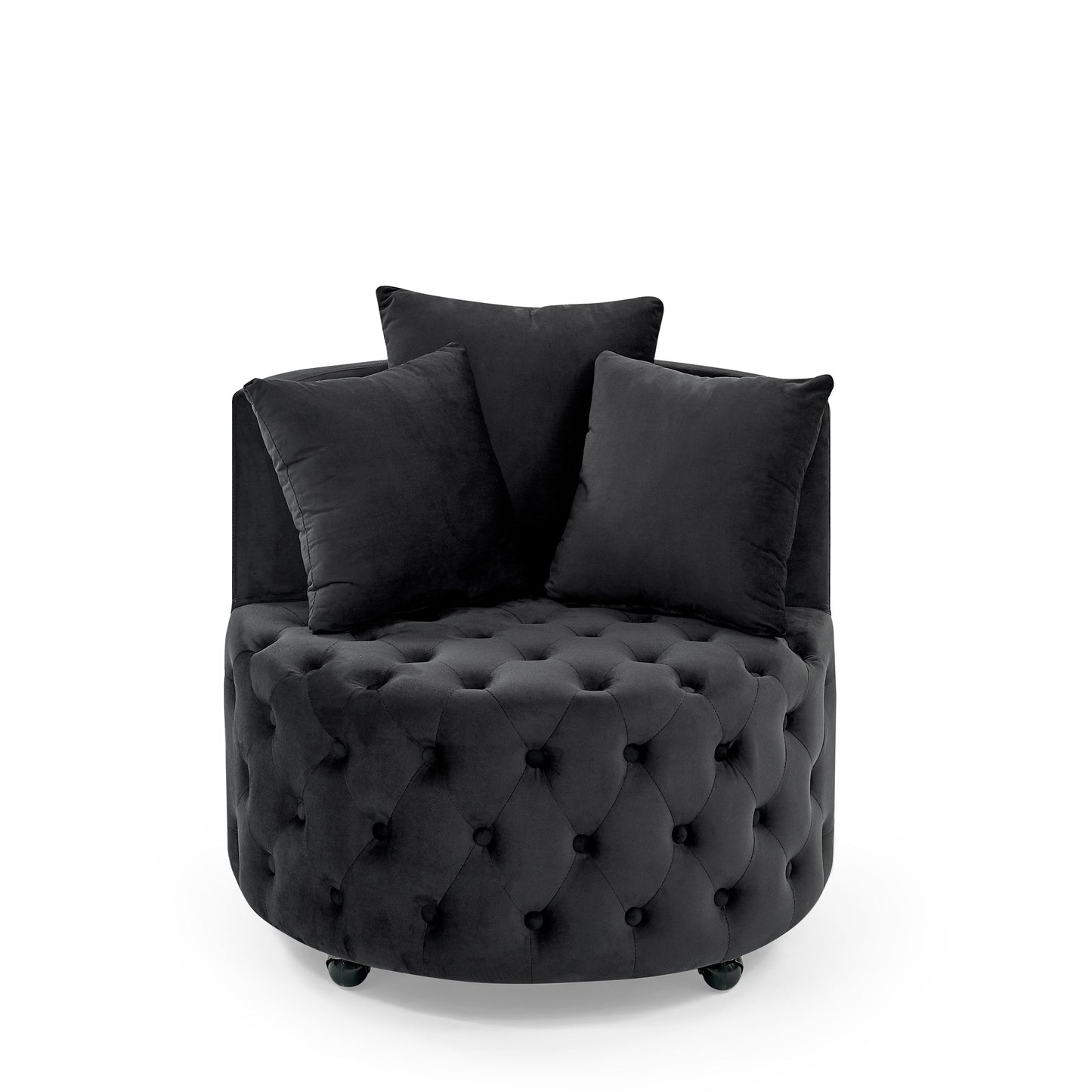 Velvet Upholstered Swivel Chair for Living Room