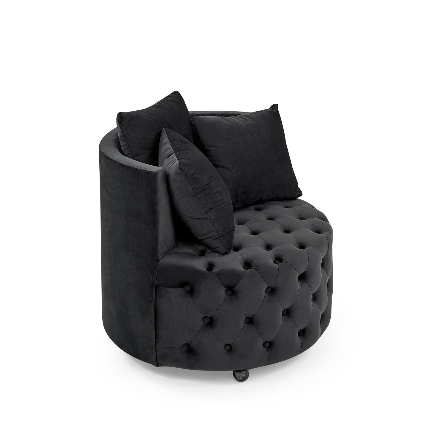 Velvet Upholstered Swivel Chair for Living Room