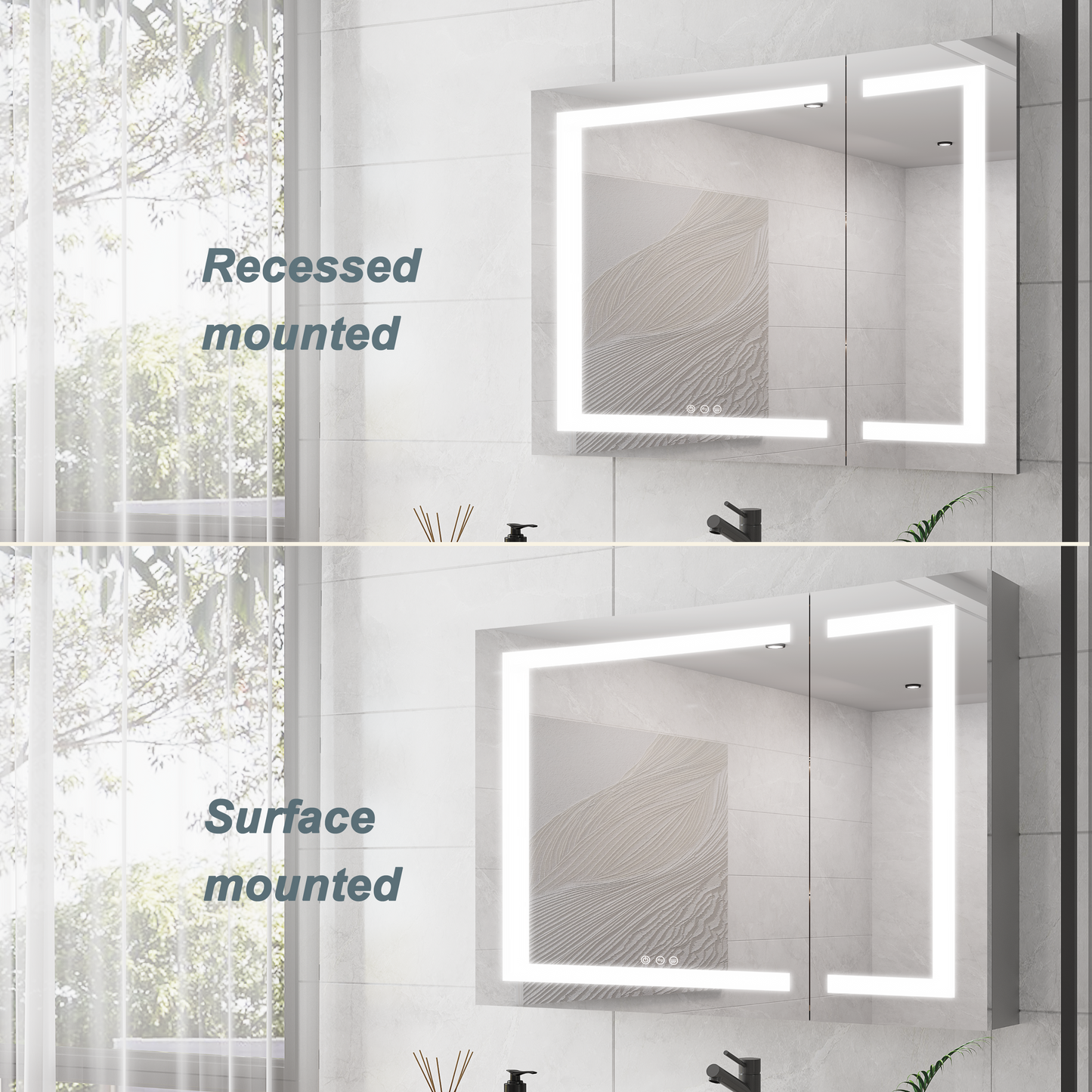 36x30 Inch Medicine Cabinet with LED Vanity Mirror