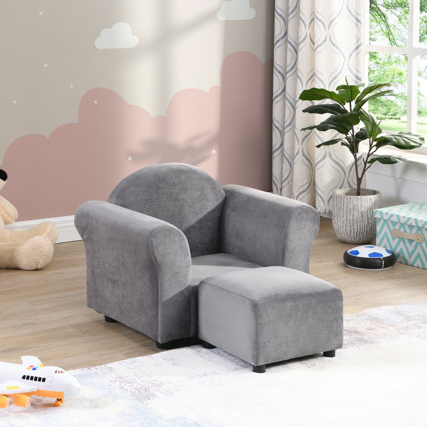 Kids Upholstered Chair with Ottoman