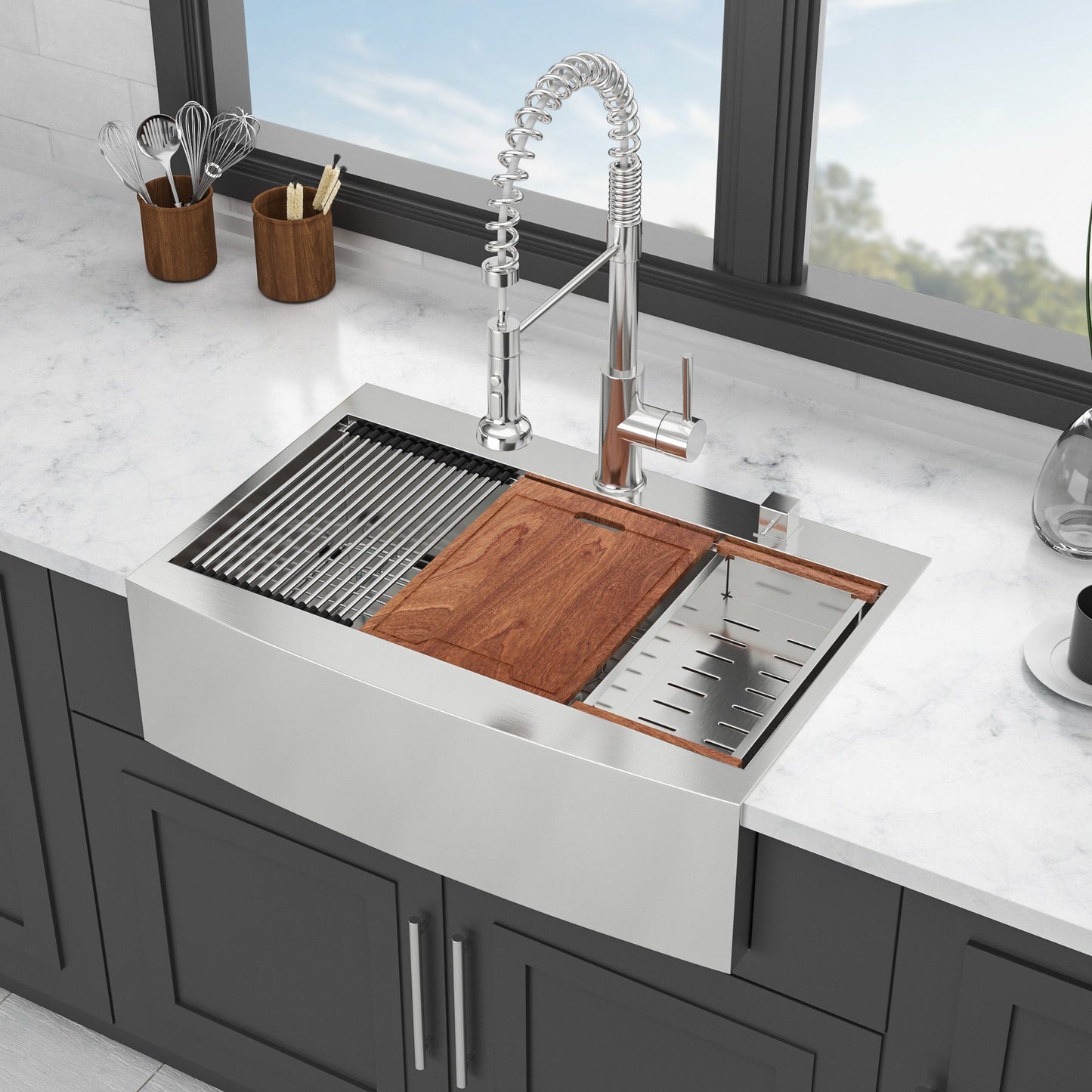 36-Inch Drop-In Farmhouse Sink Workstation