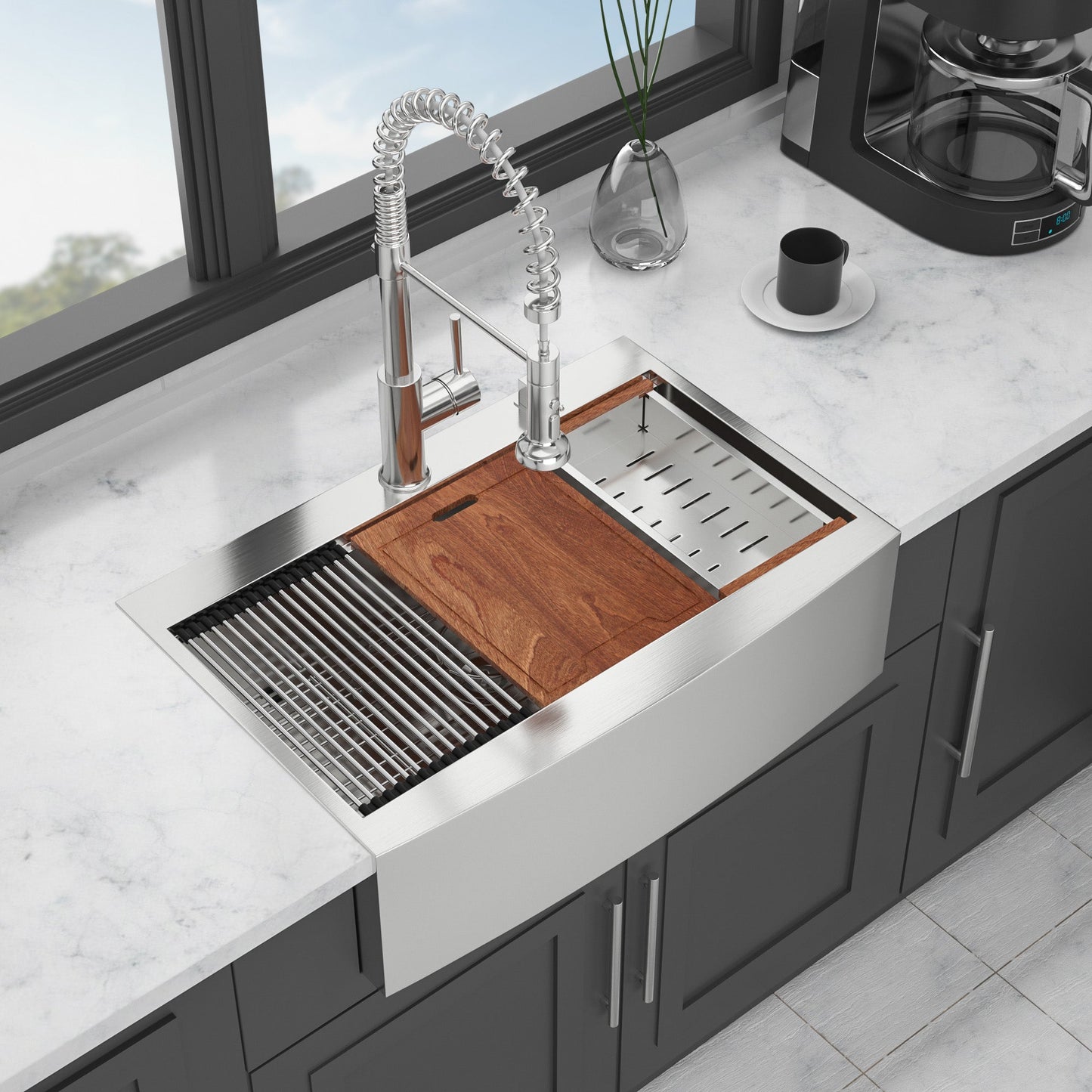 36-Inch Drop-In Farmhouse Sink Workstation