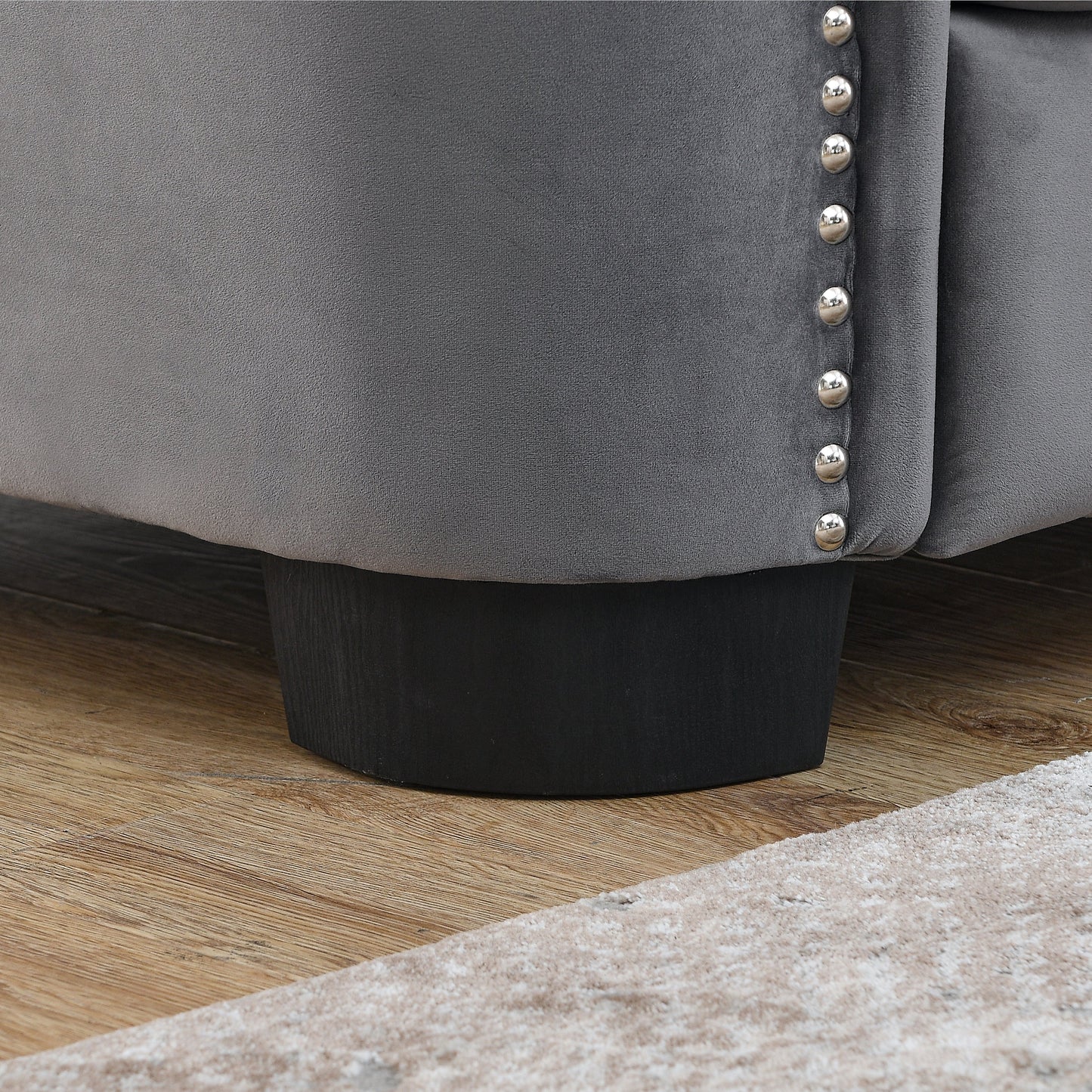 77-Inch Modern Chesterfield Velvet Sofa