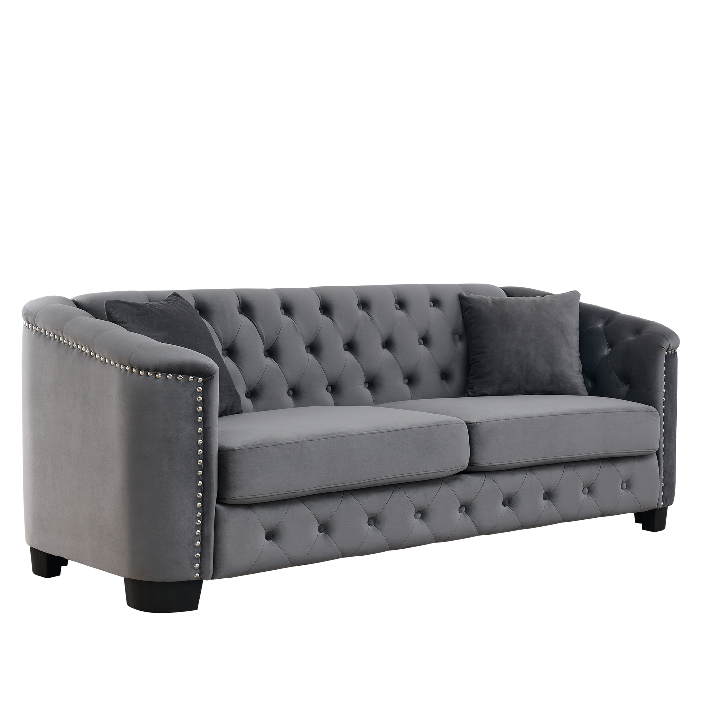 77-Inch Modern Chesterfield Velvet Sofa