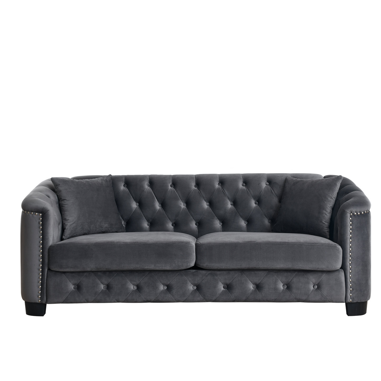 77-Inch Modern Chesterfield Velvet Sofa