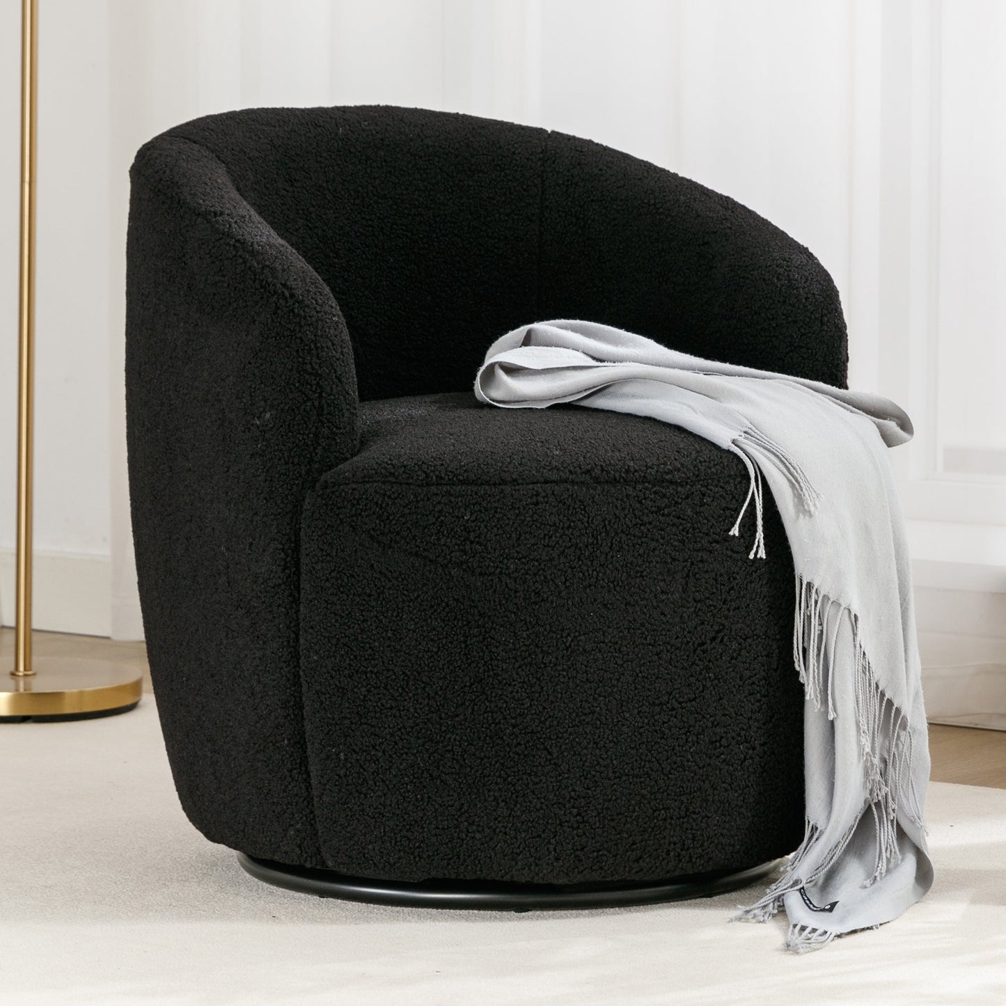 Teddy Fabric Swivel Accent Armchair