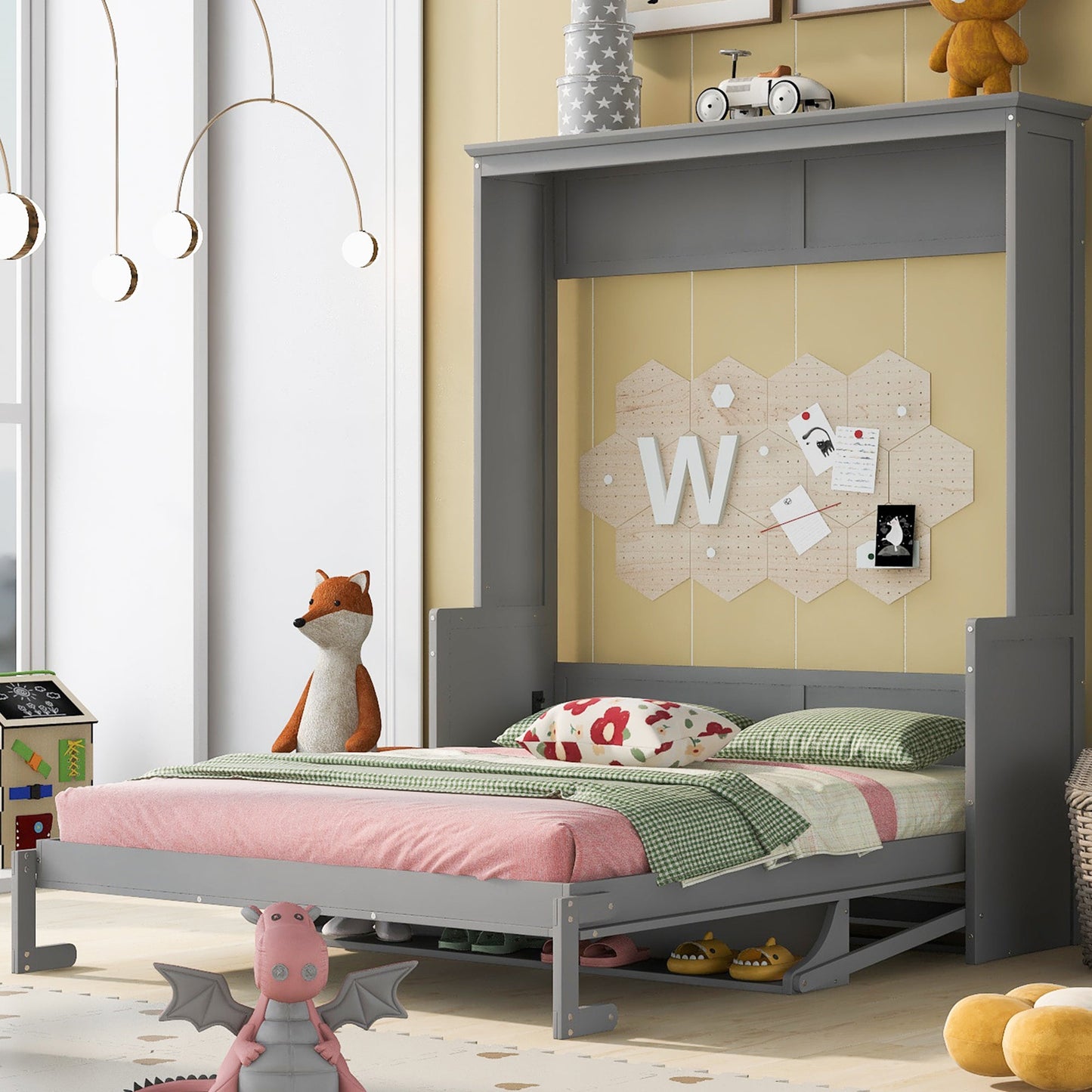 Queen Size Murphy Bed with Shelf