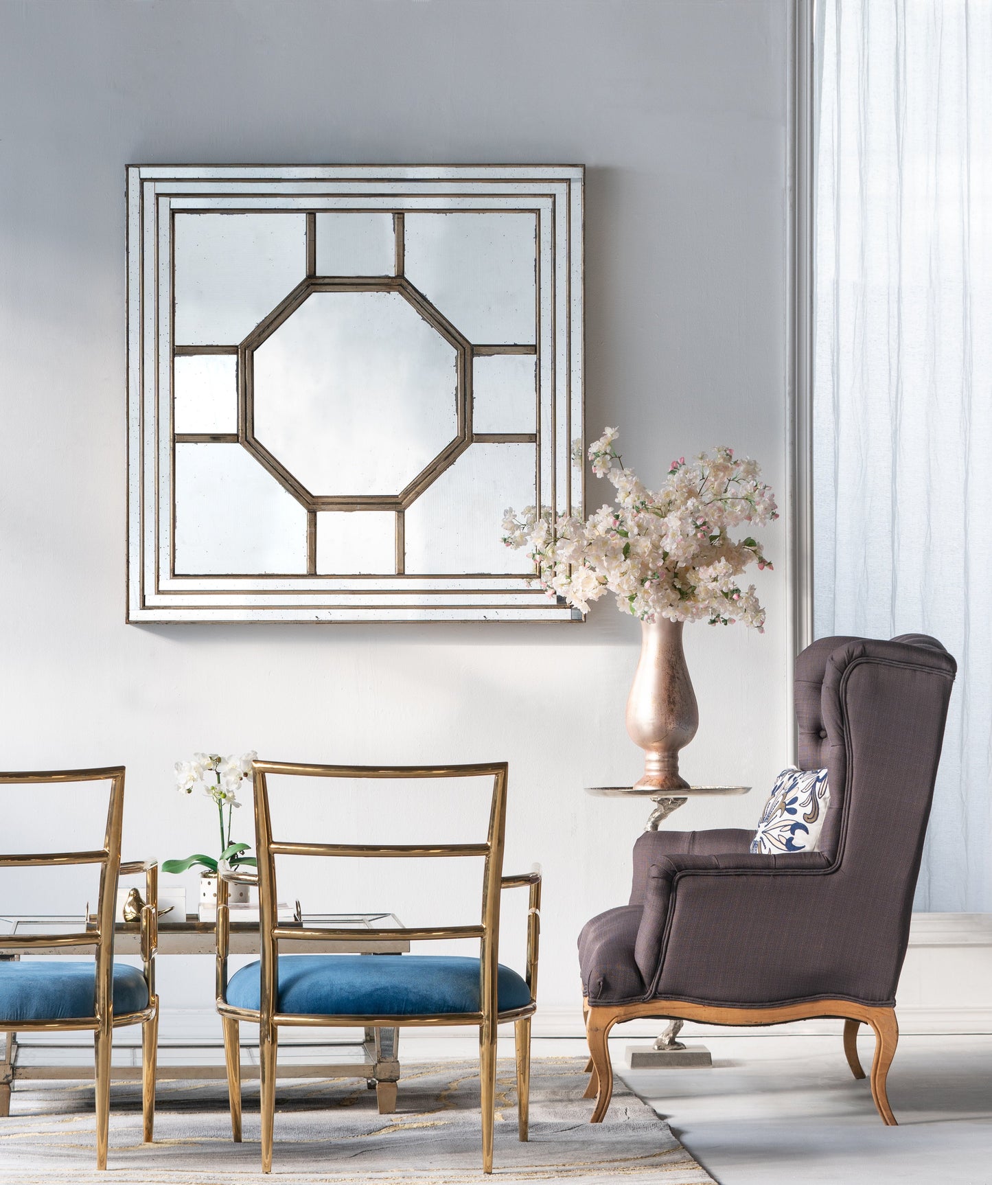 48" Antique Style Decorative Square Wall Mirror