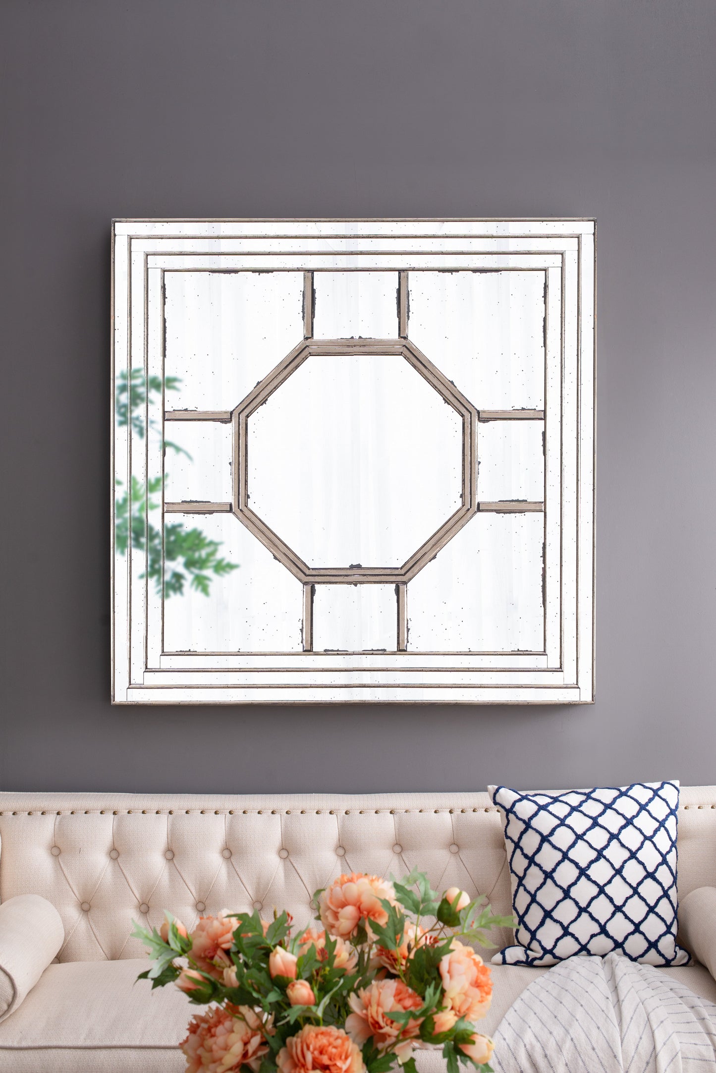 48" Antique Style Decorative Square Wall Mirror