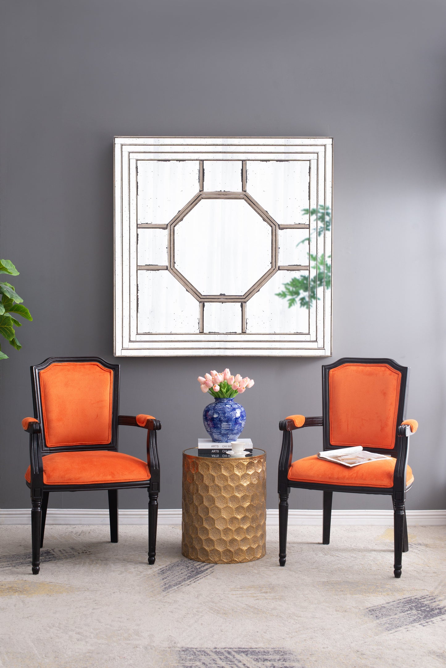 48" Antique Style Decorative Square Wall Mirror