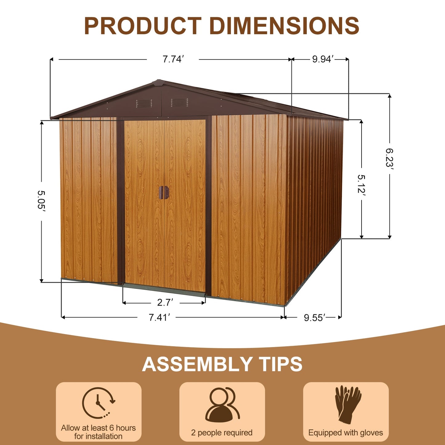 8ft x 10ft Outdoor Metal Storage Shed