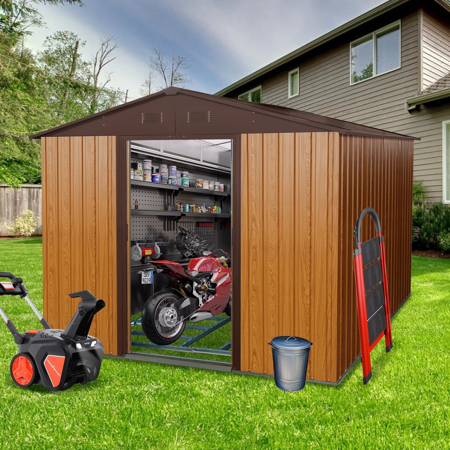 8ft x 10ft Outdoor Metal Storage Shed