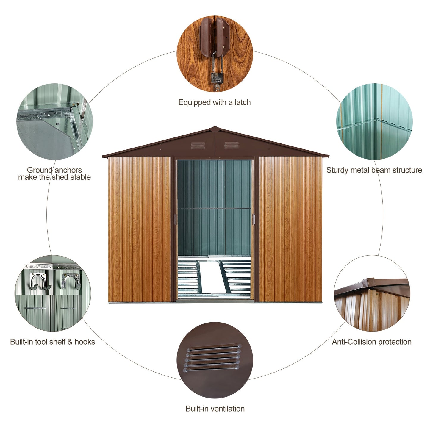 8ft x 10ft Outdoor Metal Storage Shed