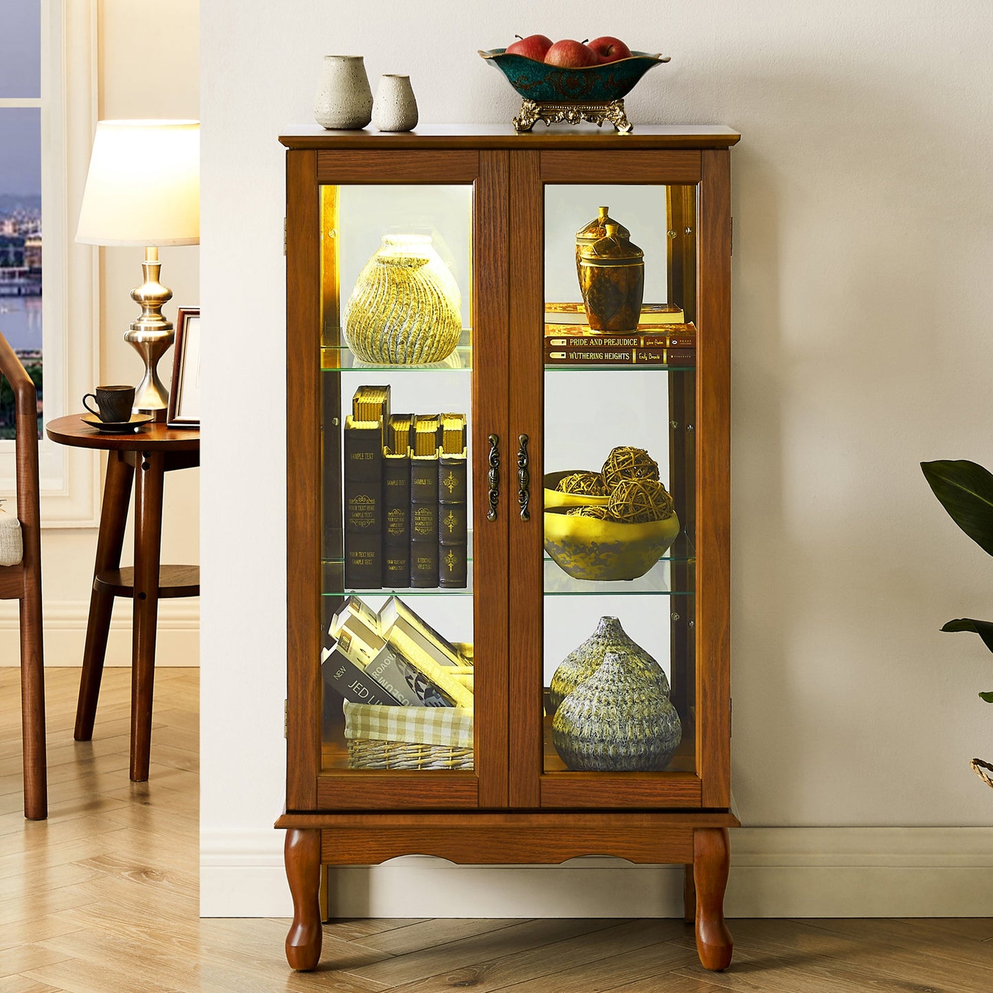 Lighted Curio Cabinet with Adjustable Shelves