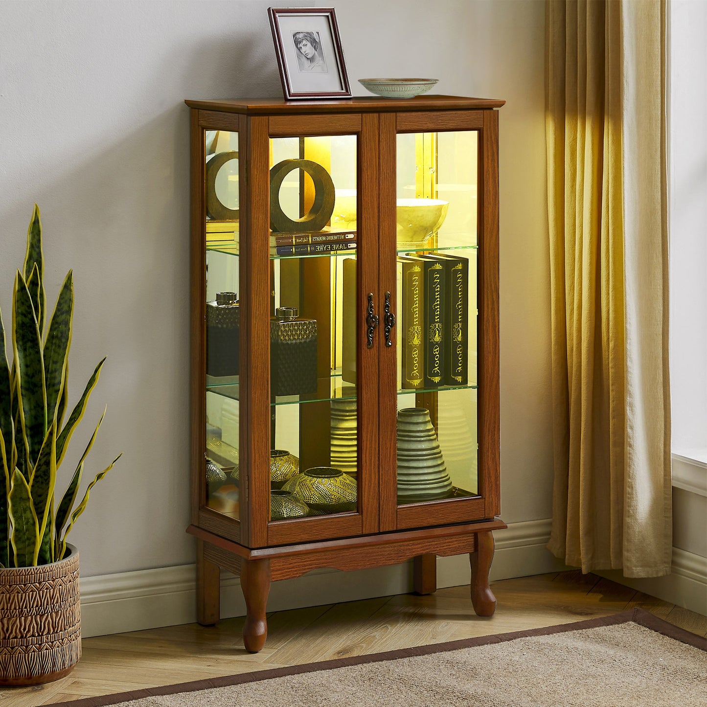 Lighted Curio Cabinet with Adjustable Shelves
