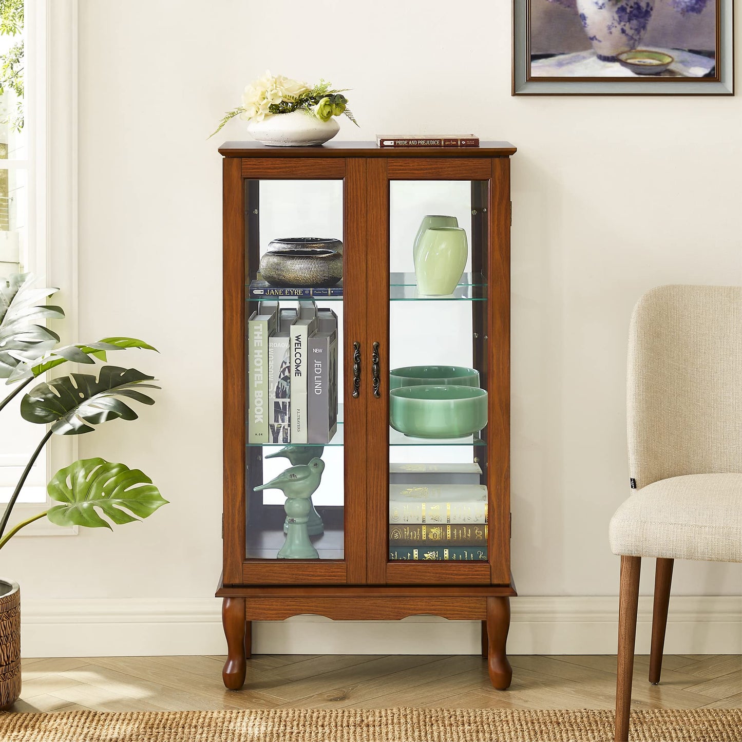 Lighted Curio Cabinet with Adjustable Shelves