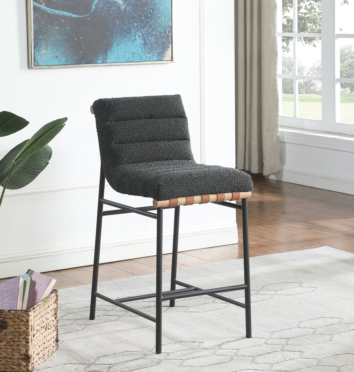 Lahni 17.75" Boucle Fabric Counter Height Chair
