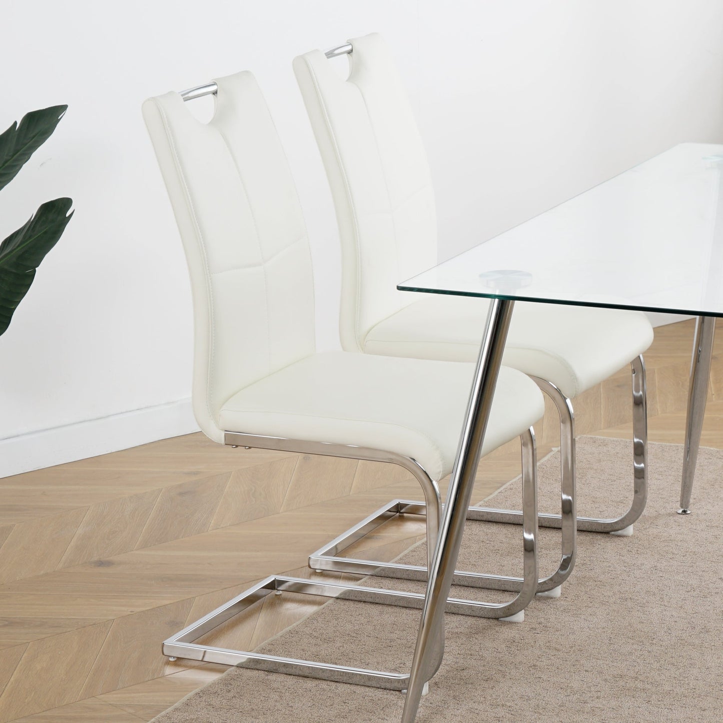 Modern Dining Chairs with Faux Leather Padded Seat