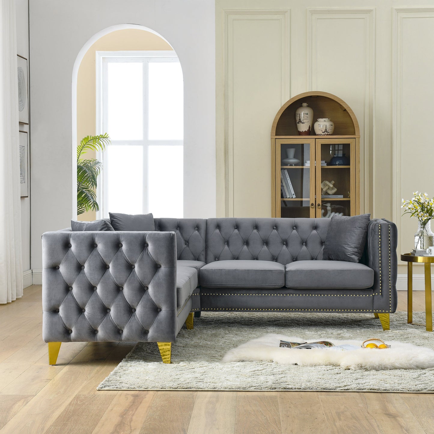 82.2-Inch Velvet Corner Sofa