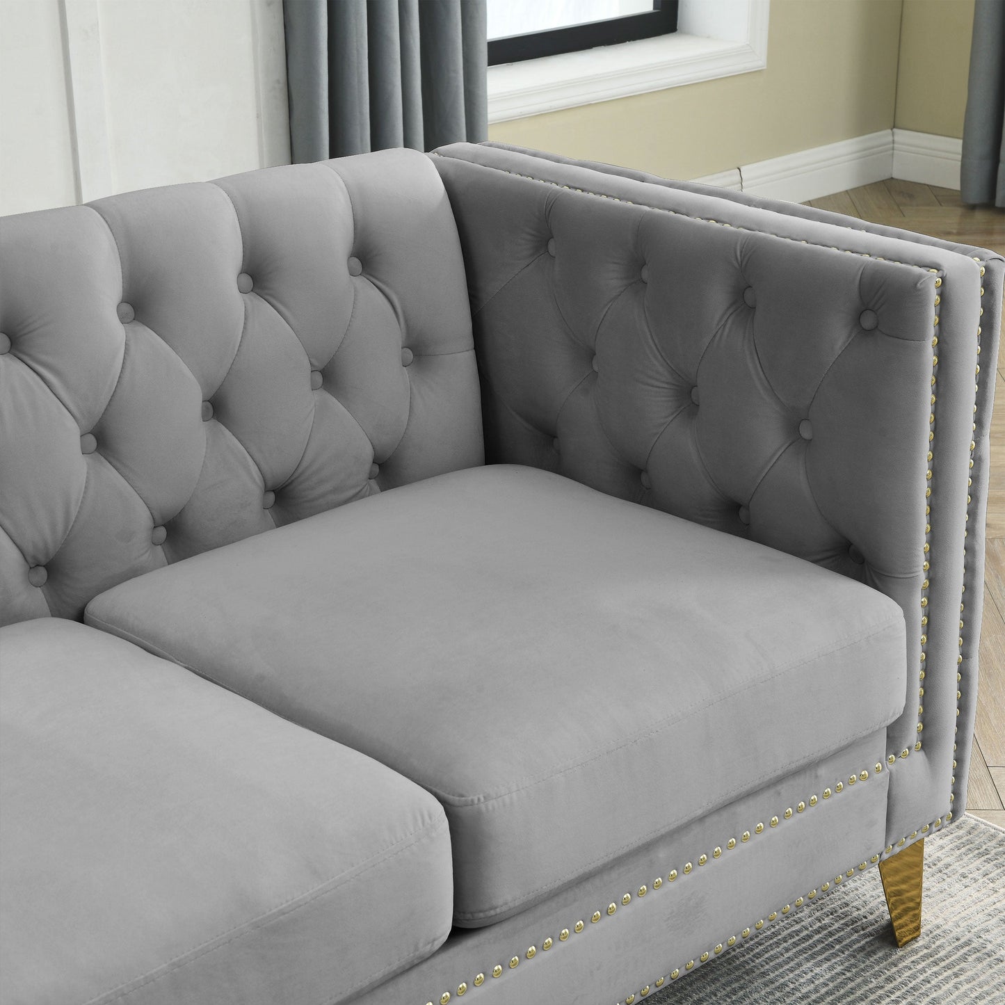 82.2-Inch Velvet Corner Sofa