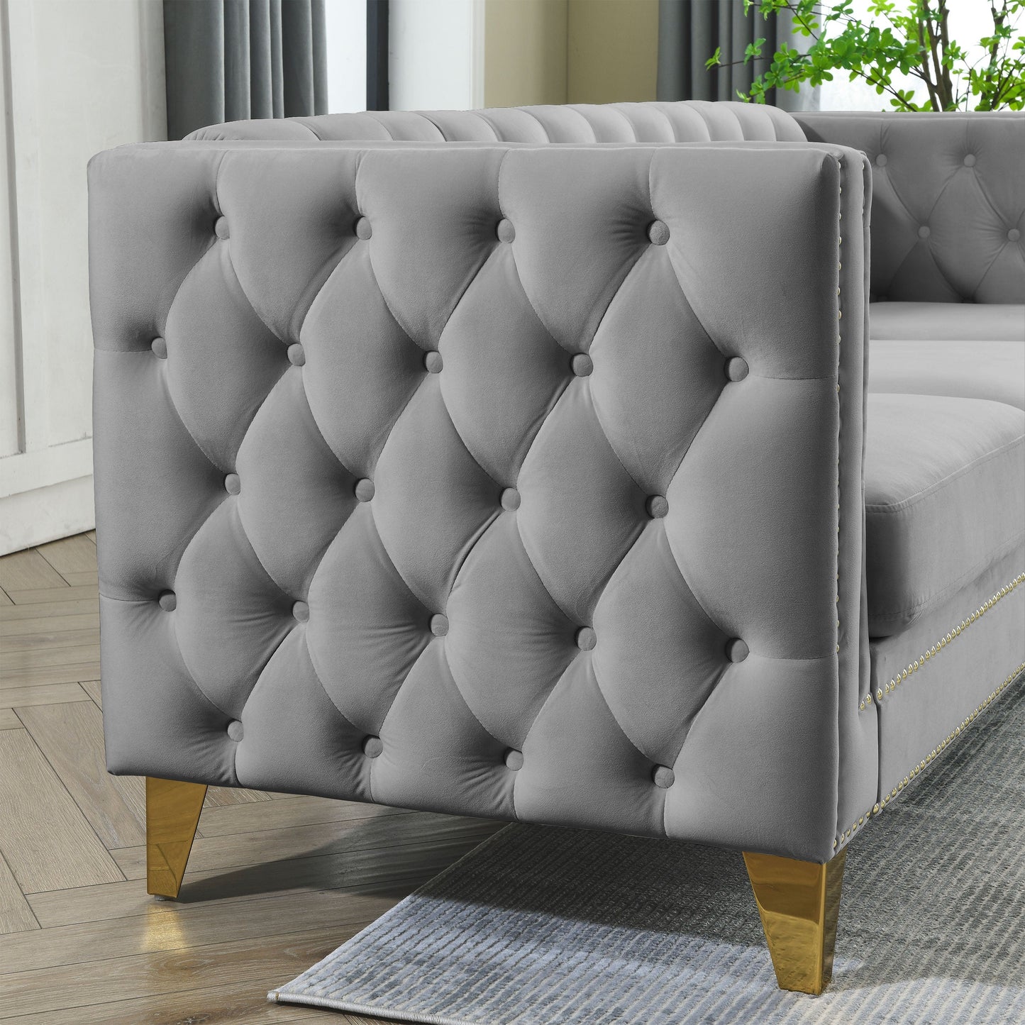 82.2-Inch Velvet Corner Sofa