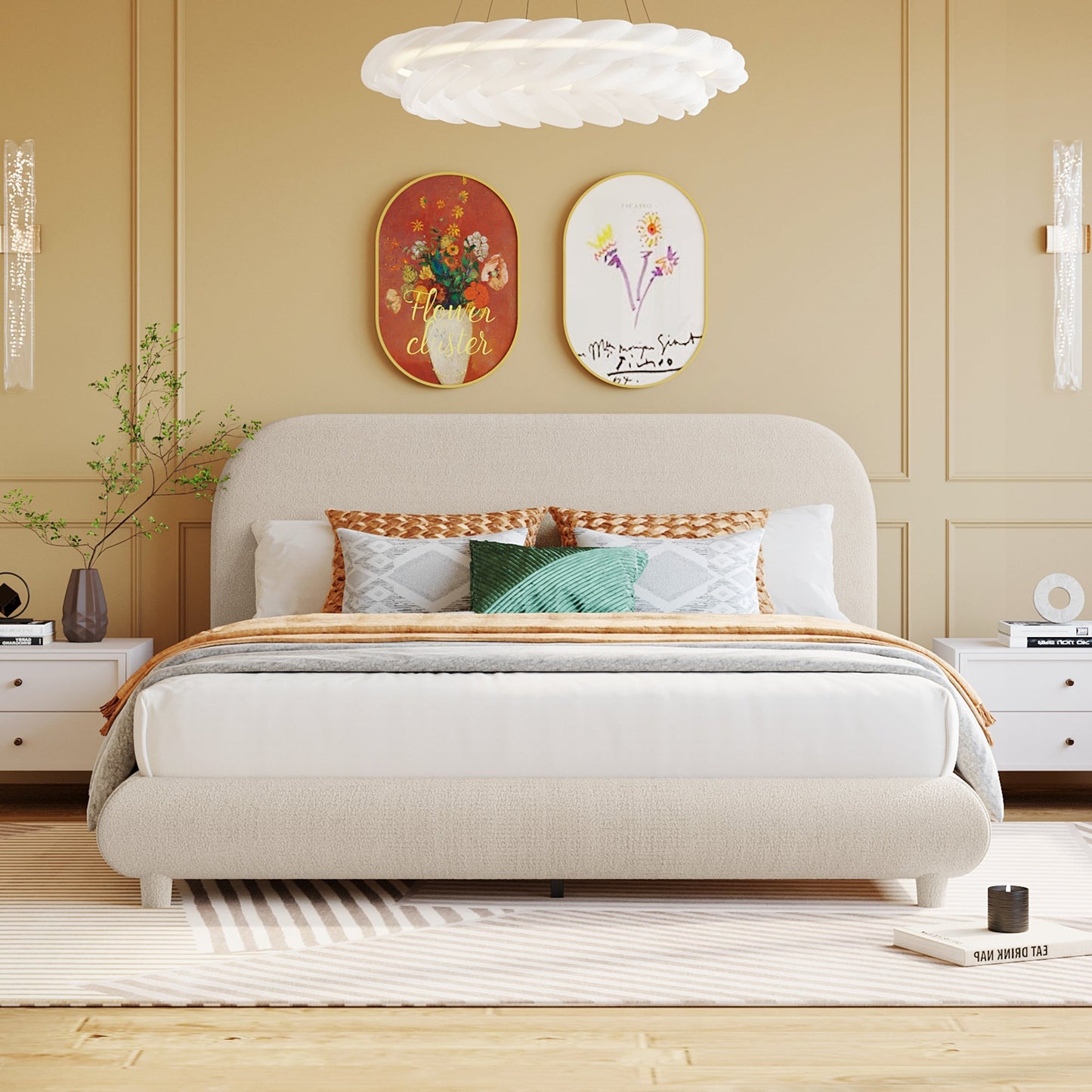 Teddy Fleece Queen Size Upholstered Platform Bed
