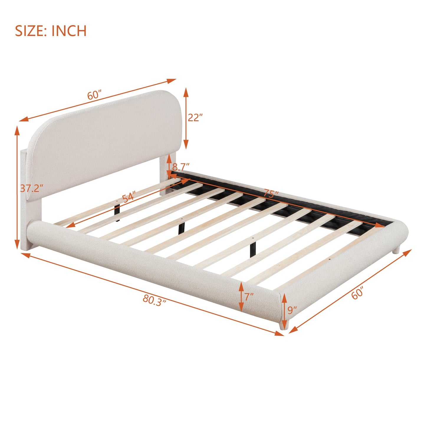 Teddy Fleece Full Size Upholstered Platform Bed